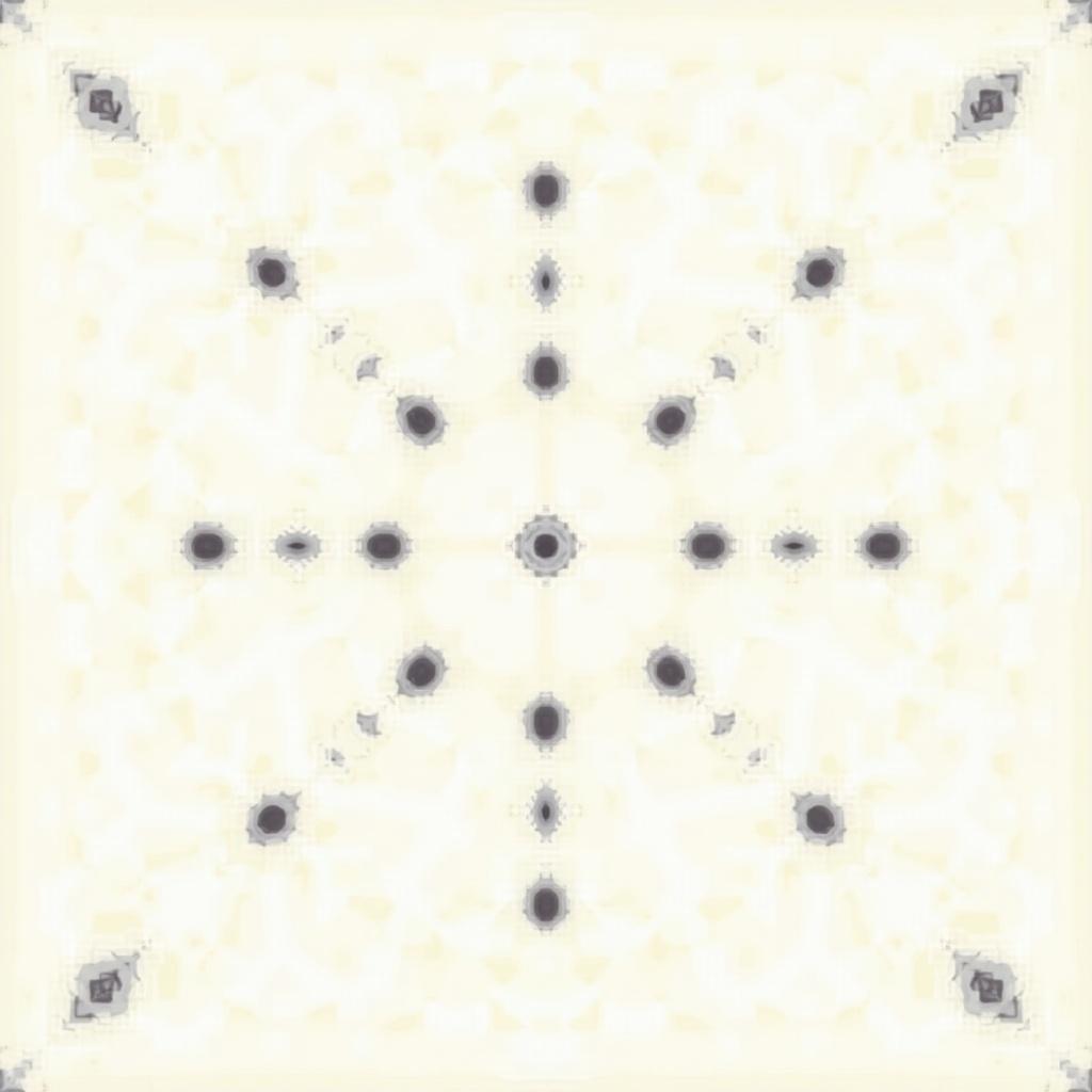 15 dots arranged in a symmetrical pattern on a soft background with a central focus.