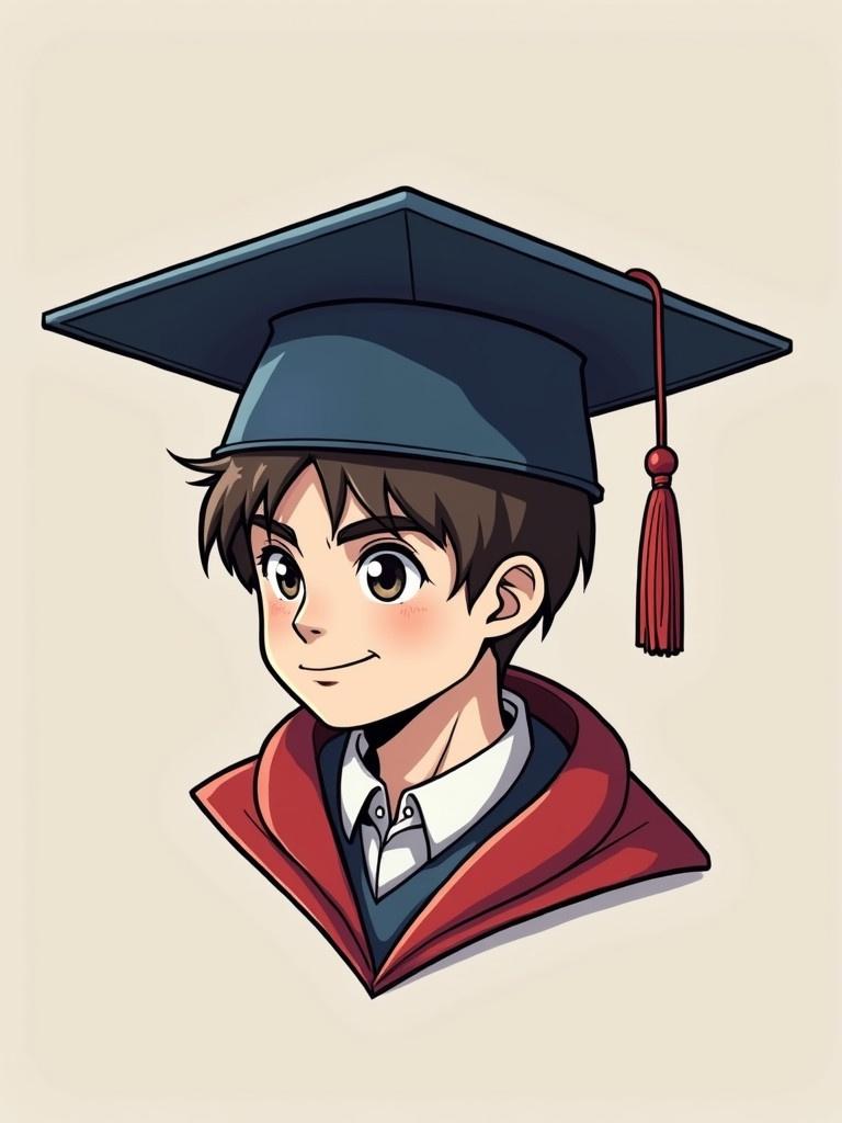 Illustration of a graduation cap template. The image focuses on the cap design without any text. It features a classic blue graduation cap with a red tassel. The background is neutral to emphasize the cap.