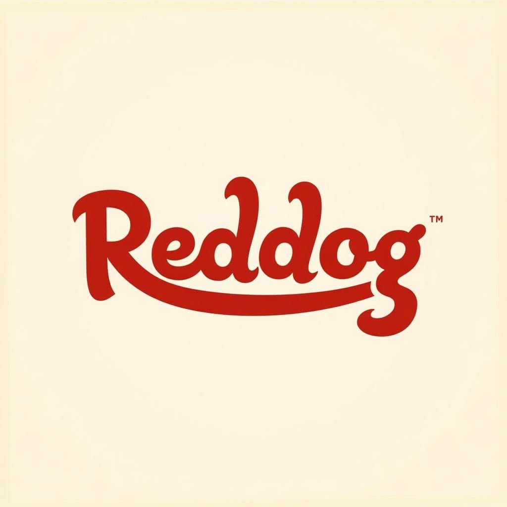 This logotype is designed for the food brand 'Reddog.' It features playful, curved letters that resemble odeng loops, creating a friendly and inviting character. The dominant red color emphasizes the name, symbolizing bold flavors and passion for food. The design aims to create an eye-catching visual that embodies a modern and cheerful impression. This logo reflects the warm identity of the brand and represents the unique taste of the menu.