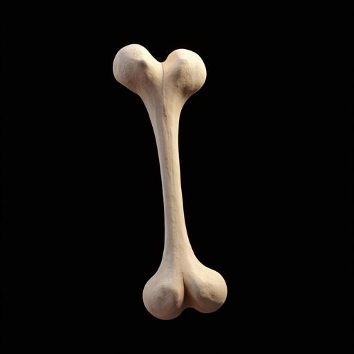 Bone displayed on a black background. Designed in Pixar 3D style.