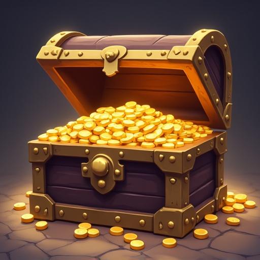 generate a treasure chest open filled with golden coins