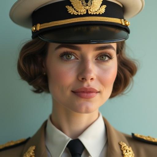 A woman in military uniform with the rank of colonel. She has a soft color palette and a cell shaded style. The portrait focuses on her facial features.