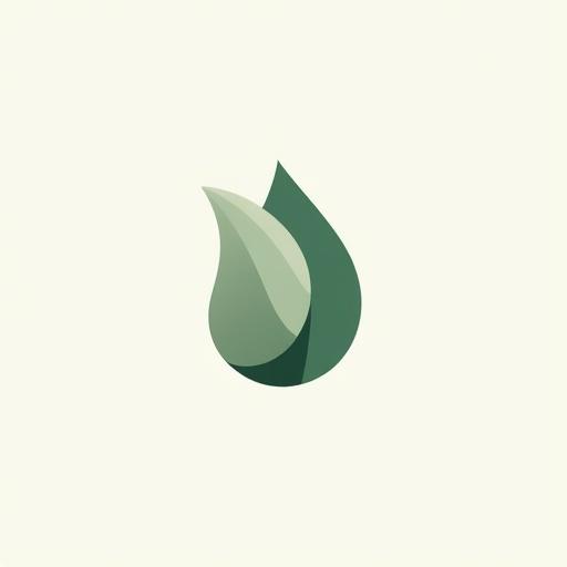Logo design for an eco-luxury skincare brand Verdura featuring a leaf and water droplet. Clean lines and organic shapes are used. Versatile for color and monochrome. Modern and timeless style for a beauty brand.