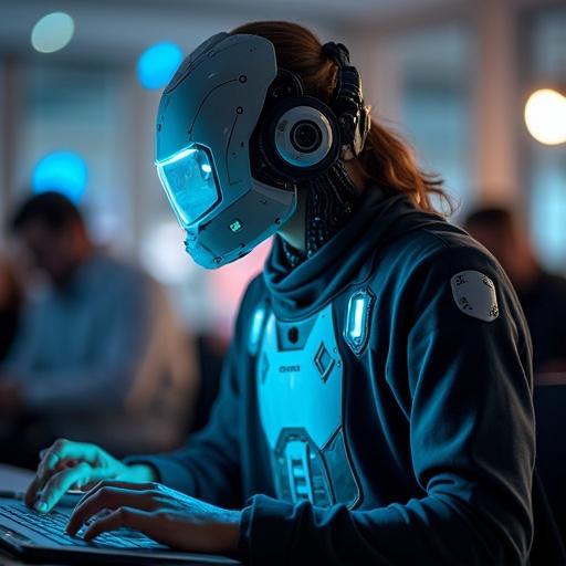 High quality realistic image of a child inventing with Arduino. Background features 'Mr Robot academy'.