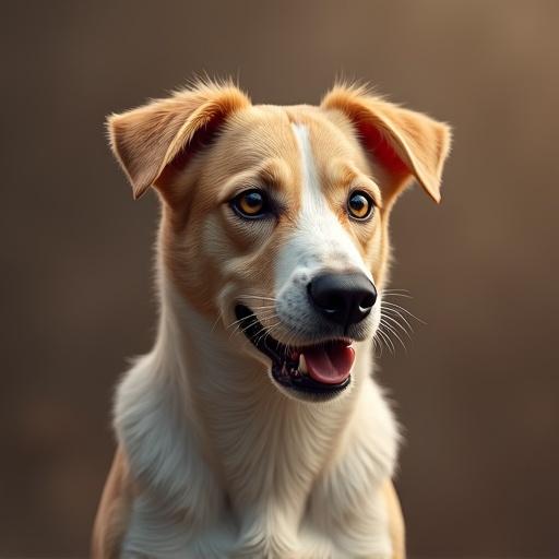 Generate a photorealistic image of a dog. Capture the dog's expression and features in detail.