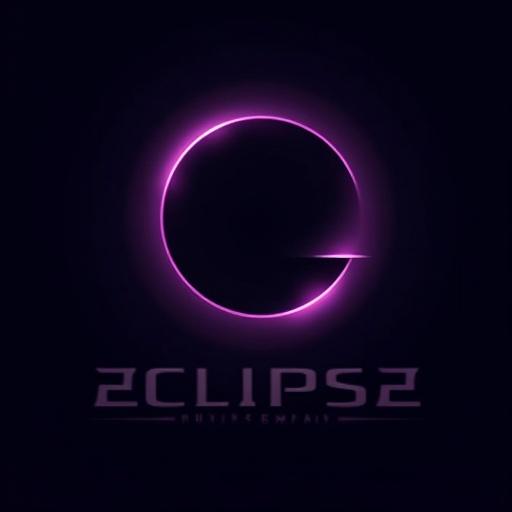 Sleek asymmetrical crescent moon shape in a dark circle. Midnight black background with glowing neon violet accents. Sharp and futuristic font below the logo. Represents speed and innovation in automotive industry.