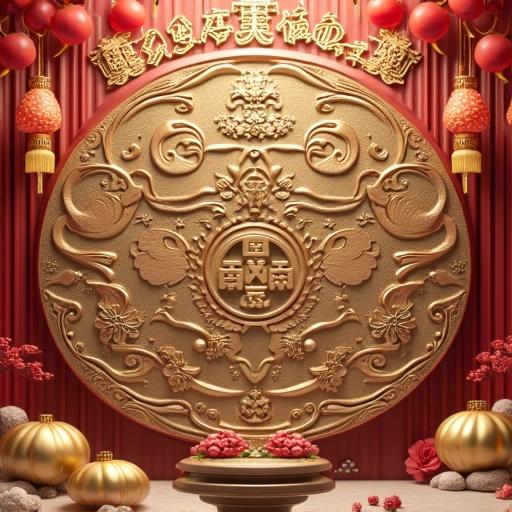 An emblem showcasing 1990s China’s economic development with rich cultural elements. Warm colors and intricate designs symbolize the times. Elements indicative of urban and rural life.
