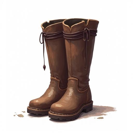 Boots designed in ARPG style placed on a transparent background. No other elements or background distractions present.