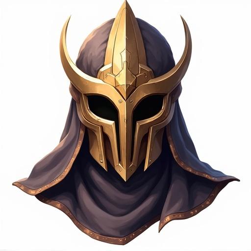 Legendary helmet design for an action RPG game asset without a background