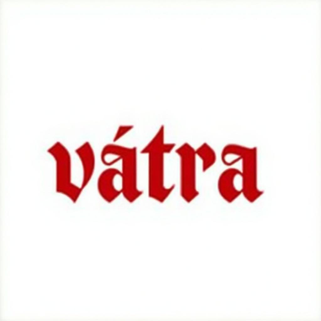 This image features the Serbian word 'ватра' elegantly displayed in calligraphy-style letters known as 'ustav pismo'. The letters are rendered in a bold red hue against a pristine white background. The contrast between the deep red and bright white makes the word stand out vibrantly. This artistic representation highlights the beauty of Serbian typography, focusing on traditional letterforms. It is suitable for various applications including graphic design and print materials, conveying themes of warmth and fire.