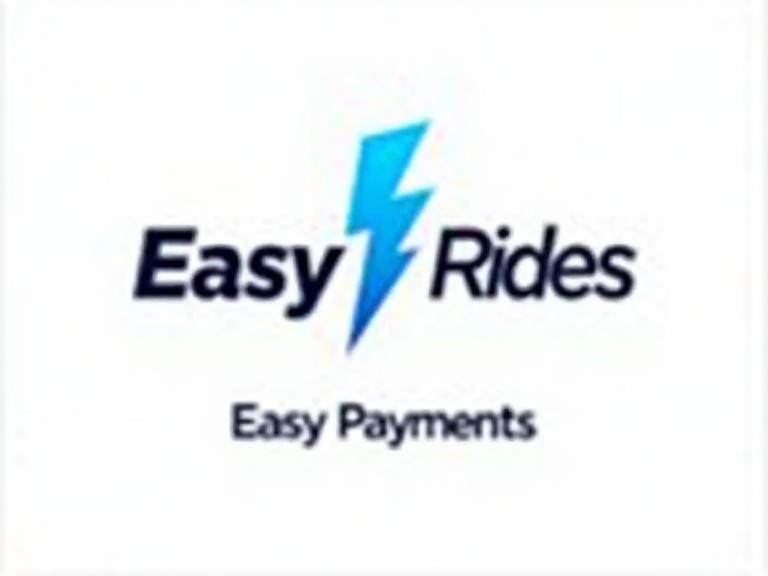 Logo of Easy Rides with blue thunder symbol and text Easy Payments below on white background.