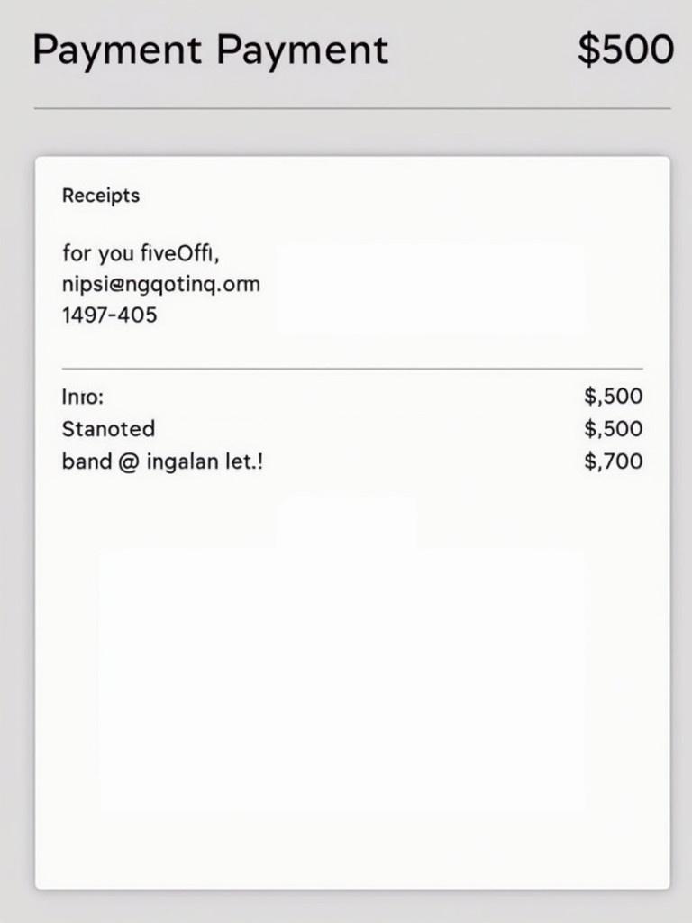 This image shows a Payoneer payment receipt. It displays a payment confirmation of $500 to the email info@niqatriq.com.