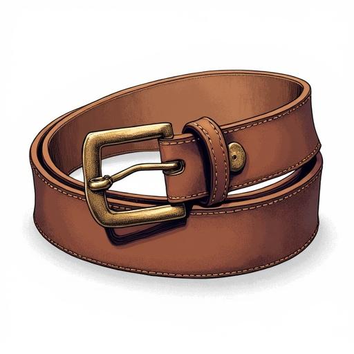 An illustration of a vintage leather belt with a brass buckle in an American comic style. The word 'Truth' is included. Background is white and empty.