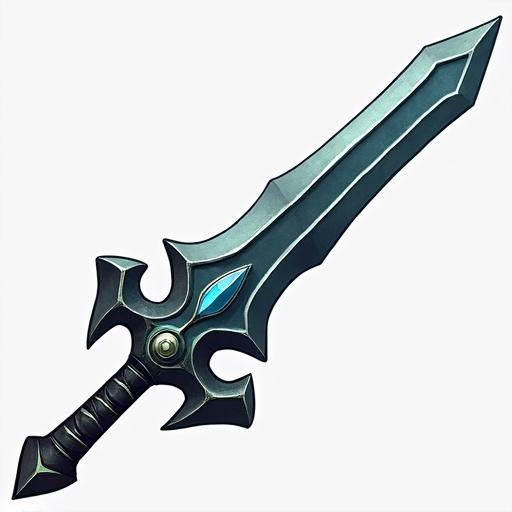 Icon of a sword with a flat guard. Designed for a card game. 48 x 48 pixels in size. In the style of World of Warcraft. Transparent background.