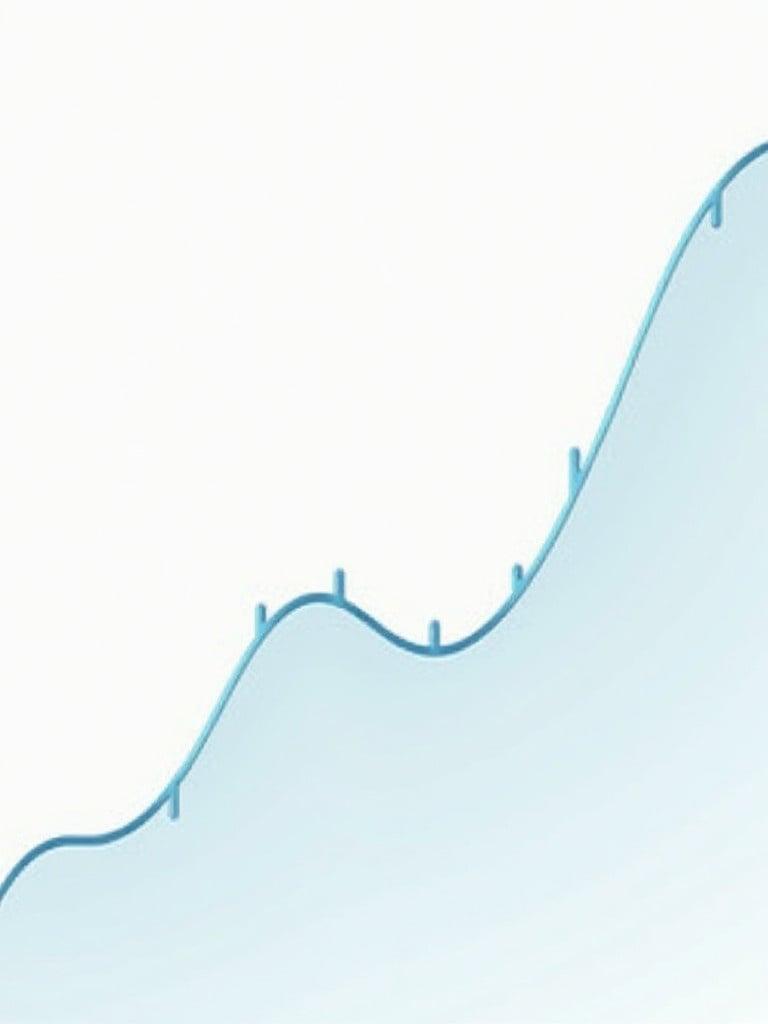 Image features a simple line graph depicting upward progress with a smooth curved design. The lines have a light blue color, set against a white background. This graph represents positive growth visually. Ideal for mobile application usage.