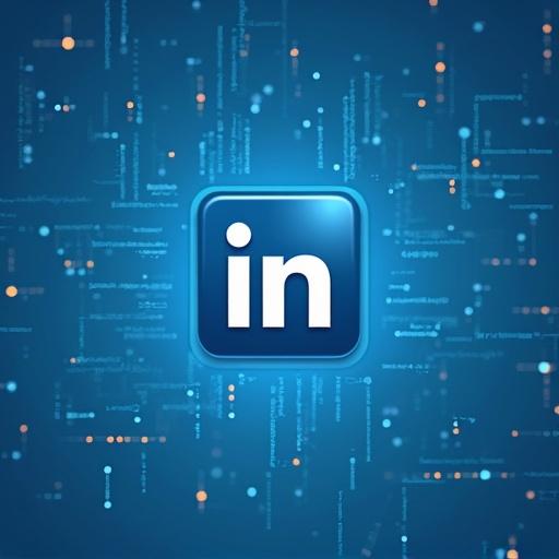 LinkedIn themed wallpaper featuring a logo of Konyalı Saat. Blue digital background filled with illuminated data points. Represents professional networking and connectivity.