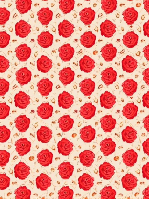 Seamless abstract vector pattern covered with stylized red roses. Roses arranged tightly side by side with no gaps. Roses have simplified geometric shapes. Bold red tones with minimal shading. No green leaves included. Pattern repeats horizontally and vertically. Continuous vibrant floral surface. Light or neutral background. Modern artistic style.