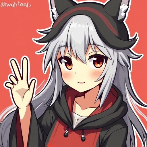 Create an illustration for the word 'vice'. Show a character in a hood with a peace sign. Use a simple drawing style on a red background. No text in the image.