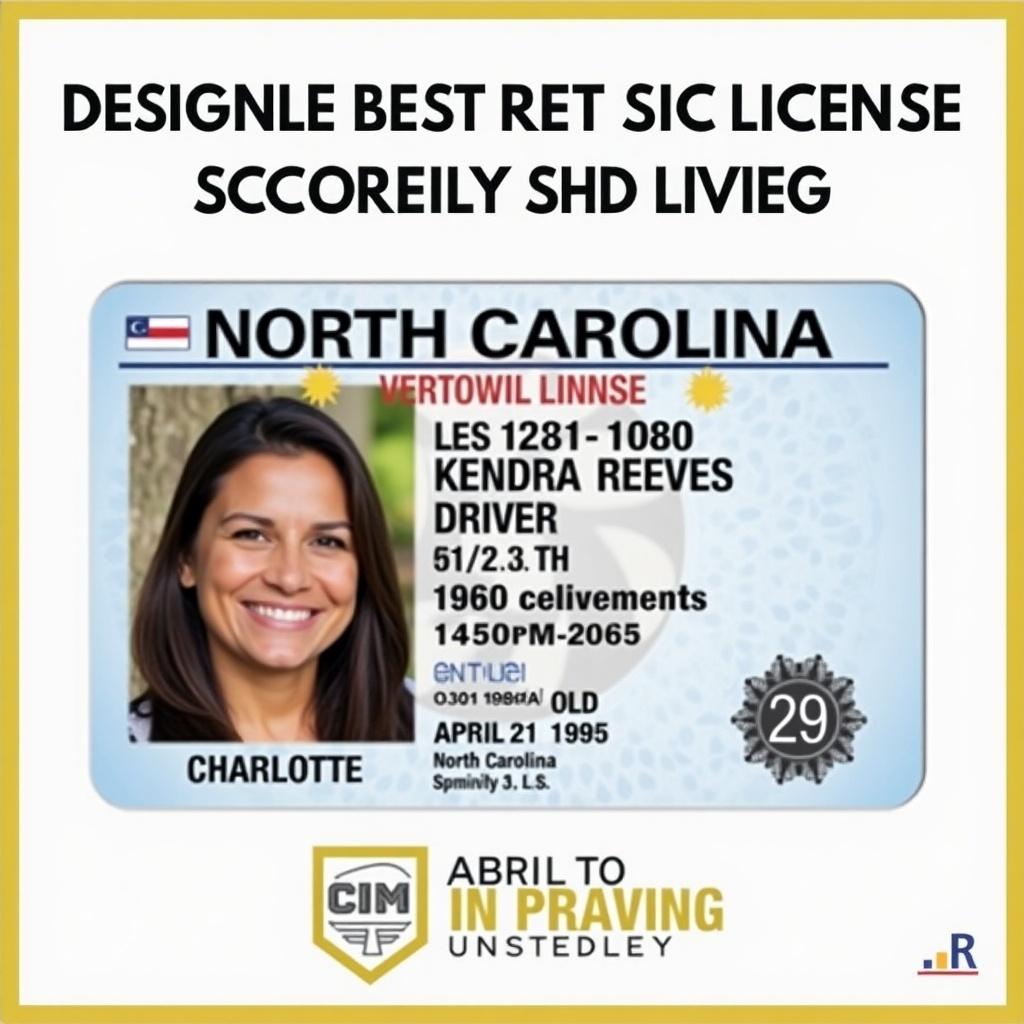 Image of a North Carolina driver's license. License shows name Kendra Reeves, age 29, date of birth April 21 1995, state of issuance North Carolina, specifically Charlotte. This driver's license is a common form of ID in the U.S.