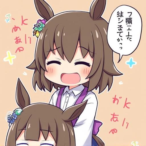 Cute female police officer with a smile and wink. She has short brown hair with bunny ears. A playful and cheerful expression on her face. Bright and colorful design.