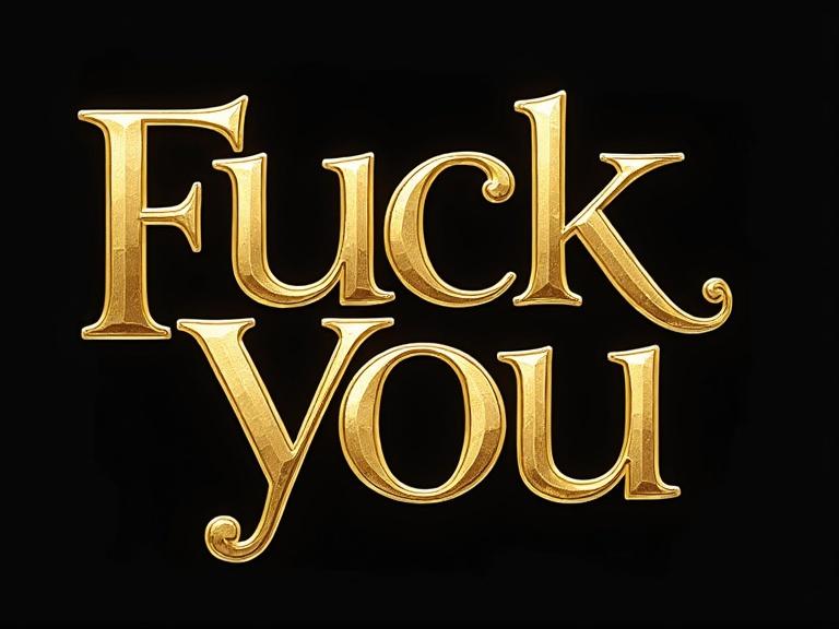 Elegant typography with ornate gold letters of profanity on a silhouette of a woman's body.