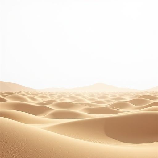Illustration of sand dunes against a white background. Smooth layered curves design. Repeating ridge shapes. Wide landscape filling the frame with sand.