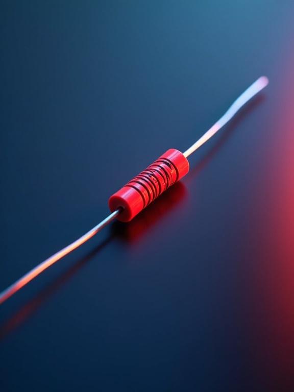 A single resistor is placed at the center of the image. The background blends blue and red colors.