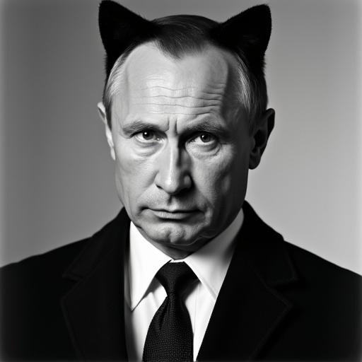 Black and white magazine cover style photograph featuring a figure in 1950s greaser attire with cat ears. The image presents a serious expression.