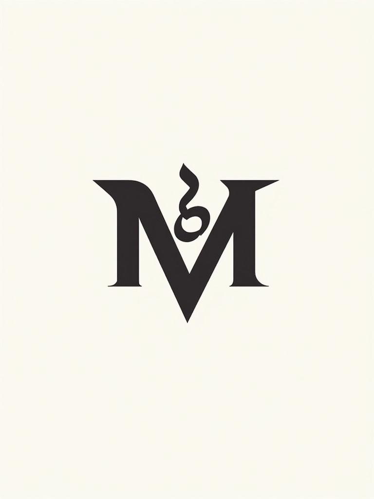 Logo design featuring letters M and Y in Arabic calligraphy. Use minimalist style. Incorporate elegant curves in the lettering. Maintain a monochromatic color scheme. Emphasize creativity and simplicity.