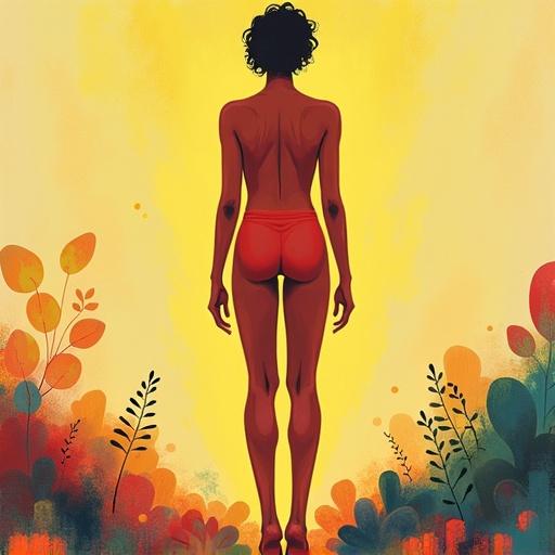 Illustration showing a genderless human form standing in a colorful environment. The figure is viewed from behind. Bright colors fill the background, suggesting hope and positivity.
