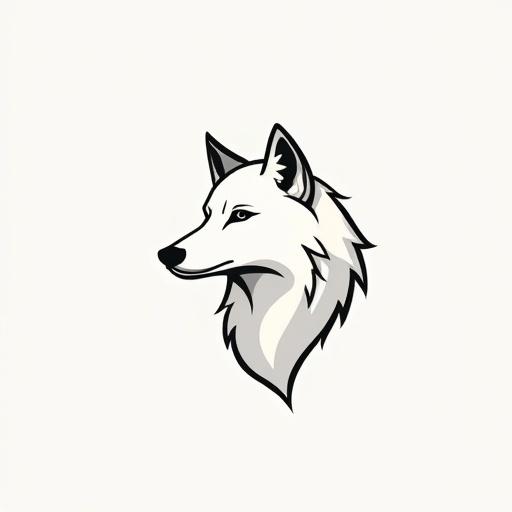 Minimalist single-line continuous wolf head. Elegant design with negative space. Transparent background.