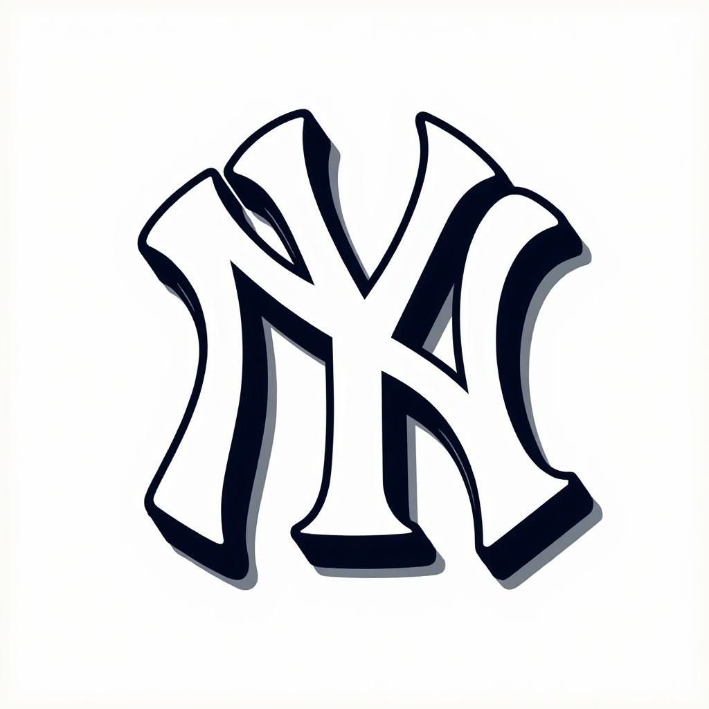 Redrawn Yankees logo incorporates letters MYV. Letter Y stands out larger than others. Each letter displays a different color.