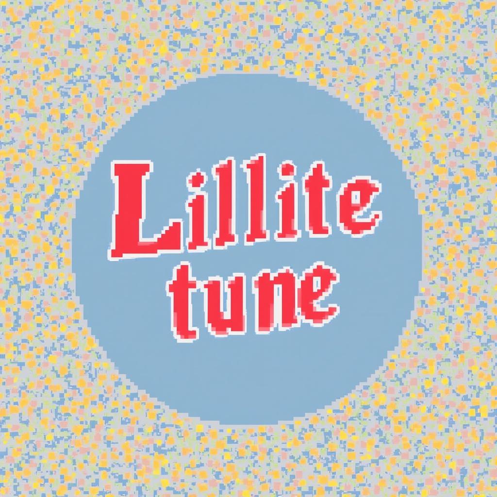 Word logo of the idol group Lillite tune. Bright red and purple text on a light blue circle. Text centered with a textured background.