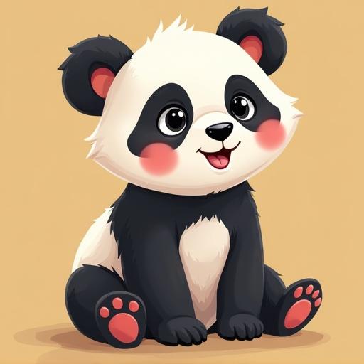 Create a cute children's character named Lulo the panda in an animated style. The panda should be cute and playful, ideally for a children's audience.