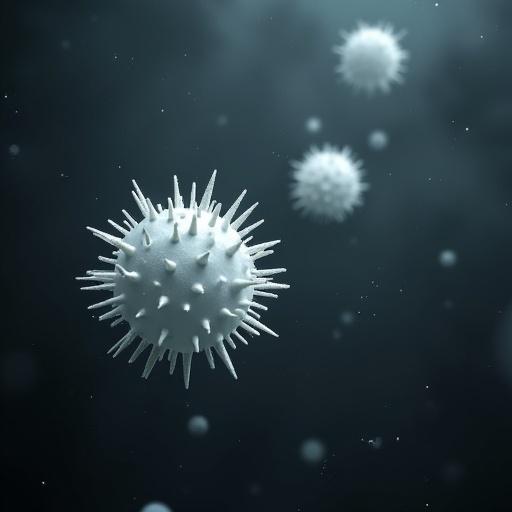 Photo of floating white orbs with spikes in a dark environment.