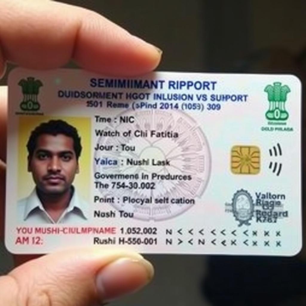 Government issued ID card. Name on the card is Rushik Muthyala. Card shows personal information and security features. Card is held in a hand.