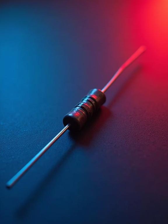 A single resistor is centered in the image. The background features a gradient of blue and red colors.