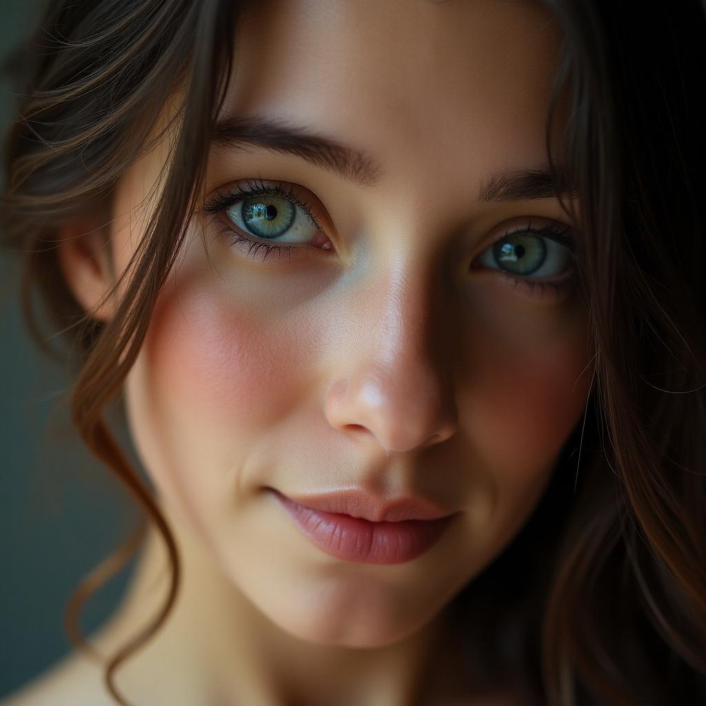 Close-up shot of a person's features with soft lighting and warm tones. The focus is on the texture and flow of the hair, creating a warm atmosphere.