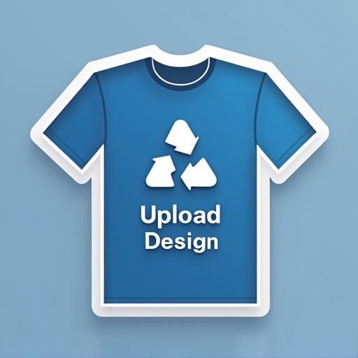 Graphic design of a t-shirt outline with arrow pointing to an 'Upload Design' icon. Style is flat UI with a modern look. Designed for web and mobile applications. The image has a size of 960px width and aspect ratio of 4:5.