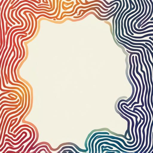 Portrait-oriented border design with colorful pastel tones and irregular squiggly lines around the edges.