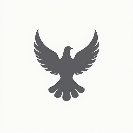 Minimalist logo representing doves of peace. Simple silhouette design focusing on a dove with outstretched wings.