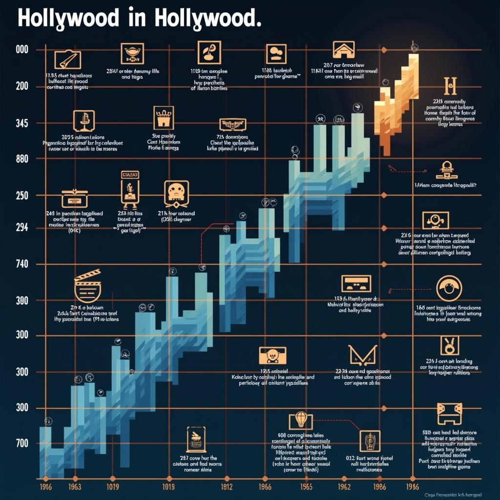 Chart shows trends in Hollywood films over the years. Data reflects creativity levels in film production. Visualizes a decline in originality with key milestones. Includes important statistics and historical references.