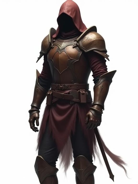 Leather and bronze body armor designed for an ARPG game asset. No visible legs, head, or hands. Transparent background focuses on the armor details only without any human body.