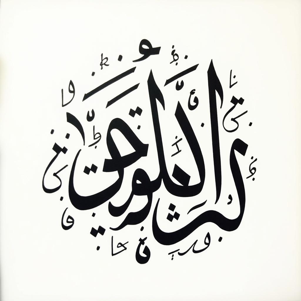 Handwritten Arabic calligraphy of names in a circular format. Calligraphy features names seamlessly integrated.