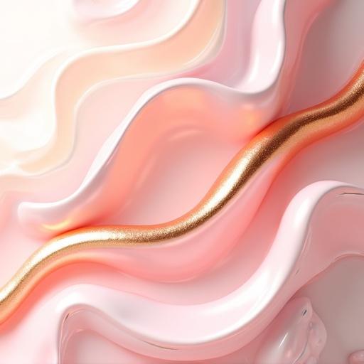 Dreamy 3D art with white red-pink and gold color palette