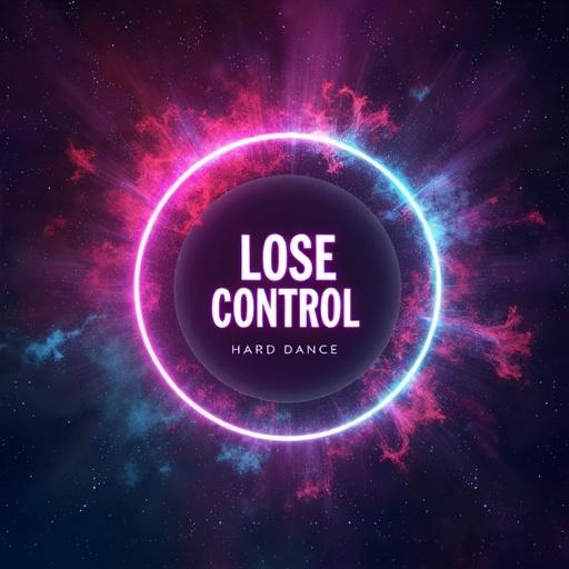 Futuristic nebula neon themed album cover with text Lose Control - Hard Dance