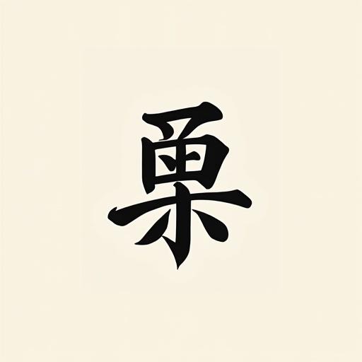 Ideogram representing 'you' in Chinese language. Black design on beige background. Simple and clear expression. Focused on the character form.