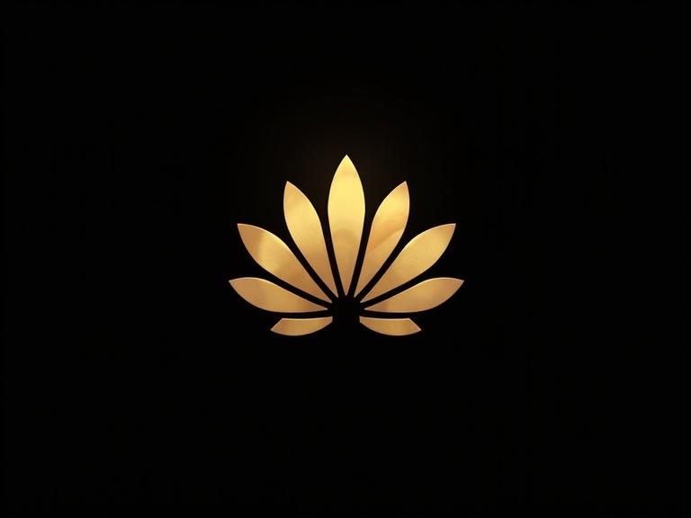 Golden flower logo design for a luxury hotel on a black background