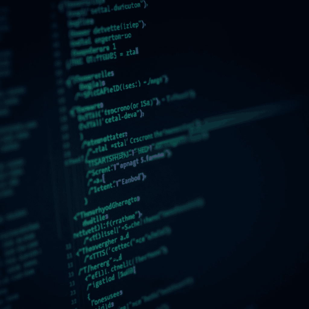 Close-up of computer code with a dark background and colorful syntax highlighting.