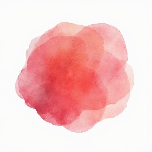 Large solid watercolor shape illustration in shades of pink against a white background. Monochromatic and soft appearance with blended colors.